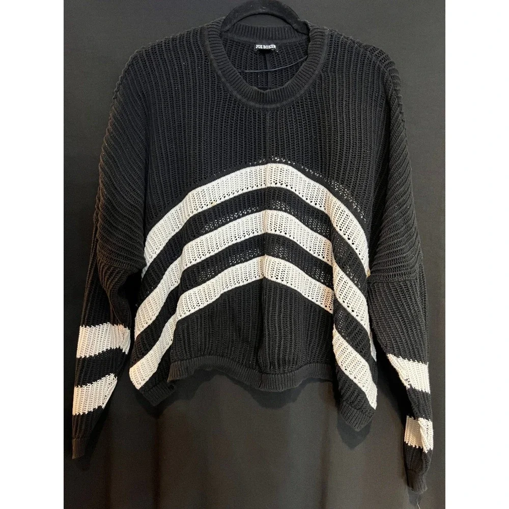 Women's Black &‎ White Knit Joe Boxer Pullover Size 3X